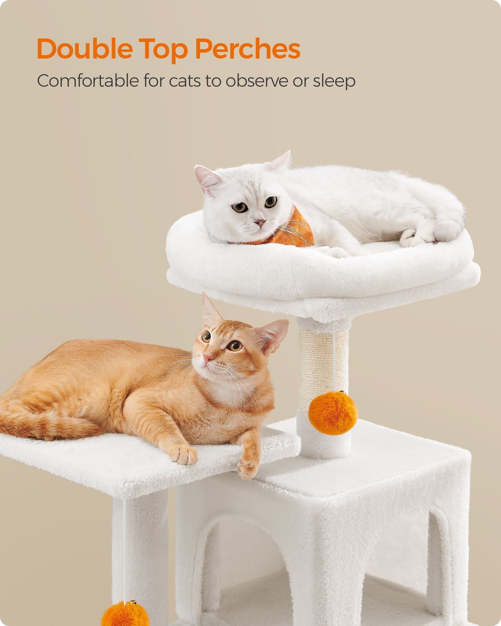 Cat Tree - 112 cm with Hammock - Wood - Light Grey