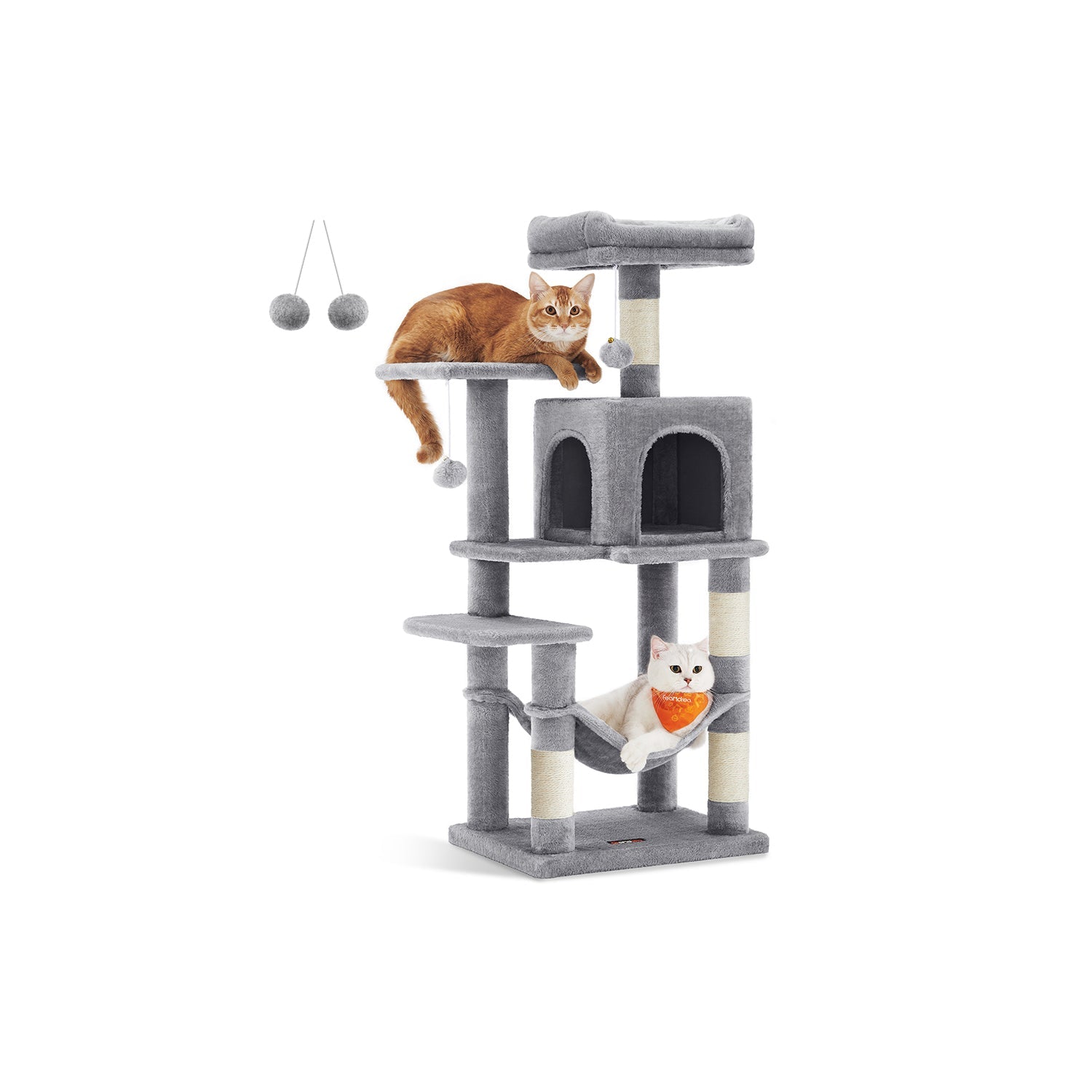 Cat Tree - Engineered Wood - Light Grey - Featuring Hammock and Condo
