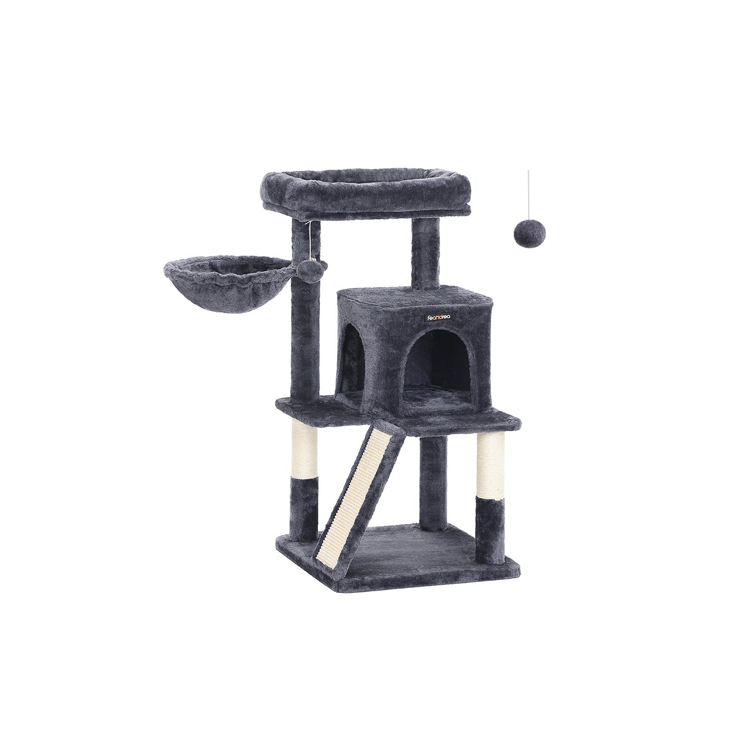 Cat Tree - PCT51W - Light Grey - Multiple Levels with Scratching Board