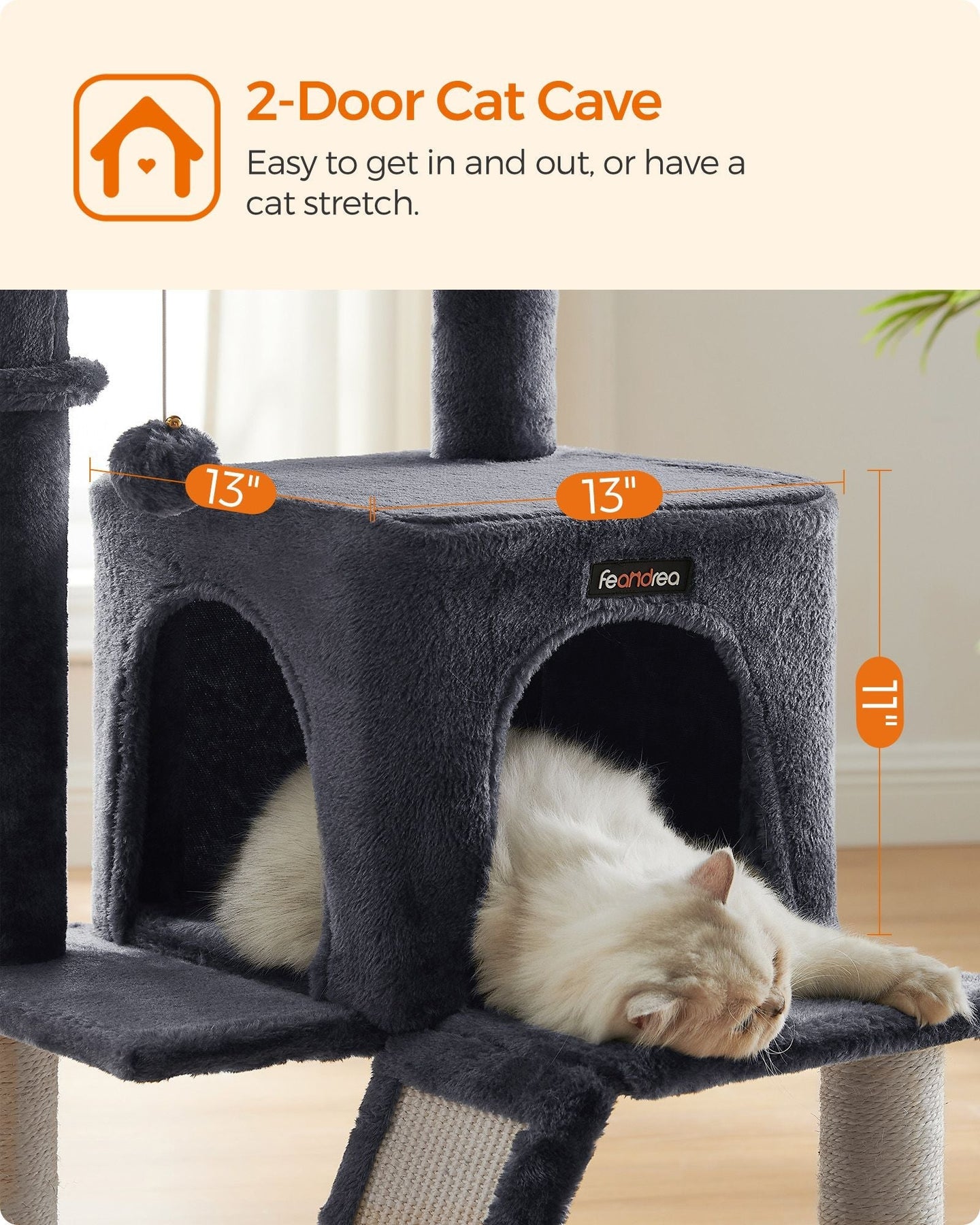 Cat Tree - PCT51W - Light Grey - Multiple Levels with Scratching Board