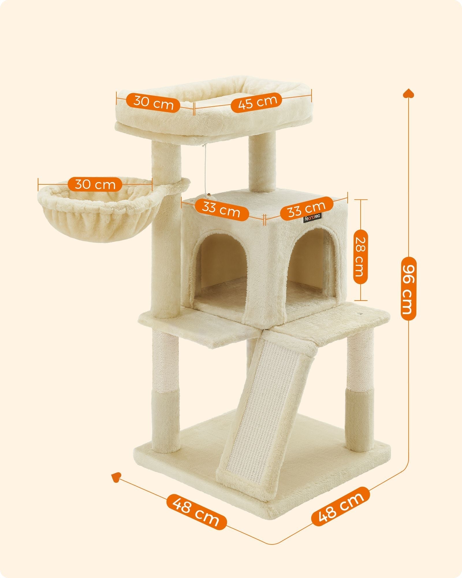 Cat Tree - PCT51W - Light Grey - Multi-Level with Scratching Board