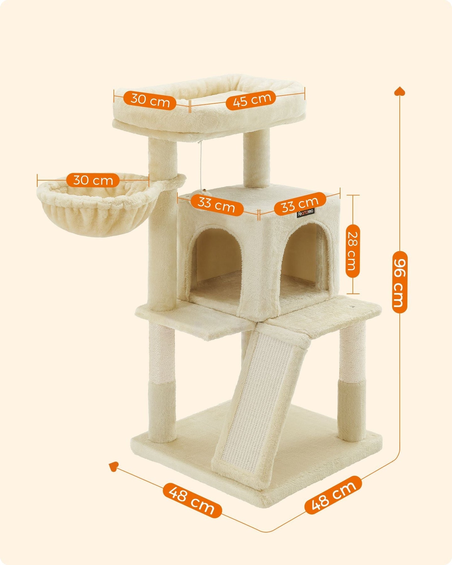 Cat Tree - PCT51W - Light Grey - Multi-Level with Scratching Board