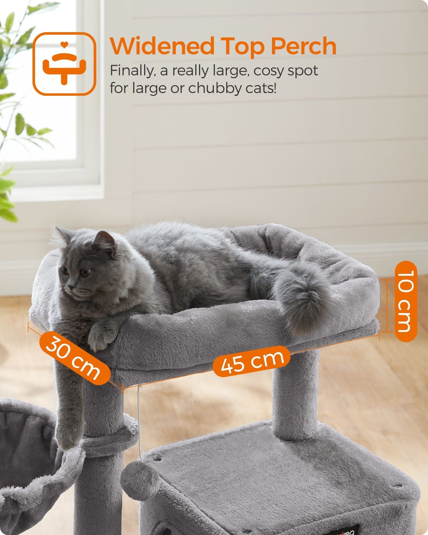 Cat Tree - Plywood - Light Grey - Multi-Level with Scratching Board
