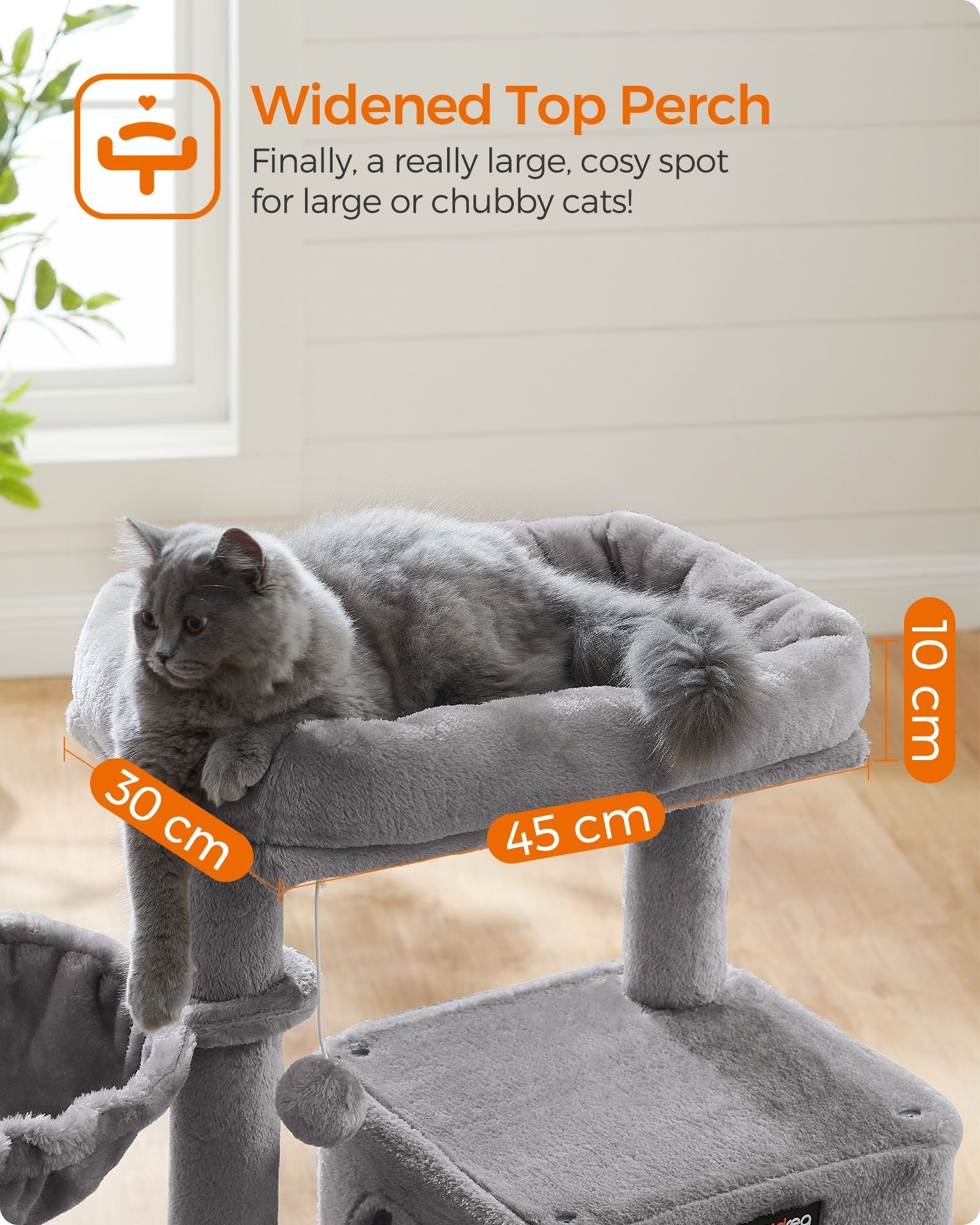 Cat Tree - Plywood - Light Grey - Multi-Level with Scratching Board