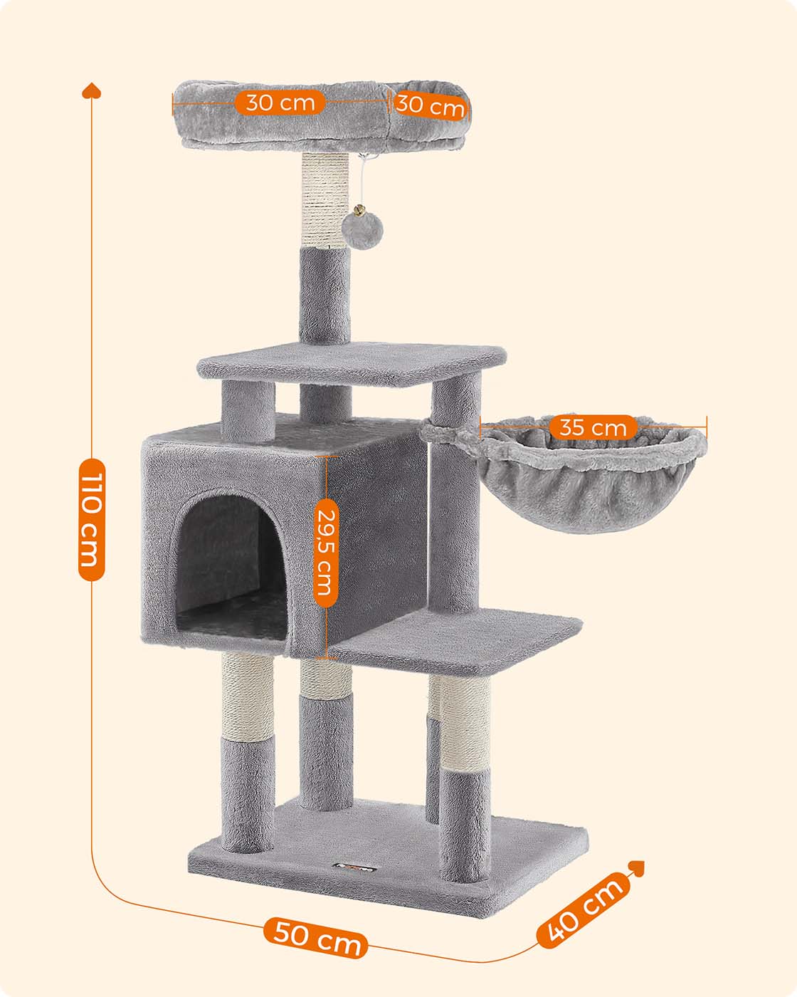 Cat Tree - Wood - Beige - Multilevel Design