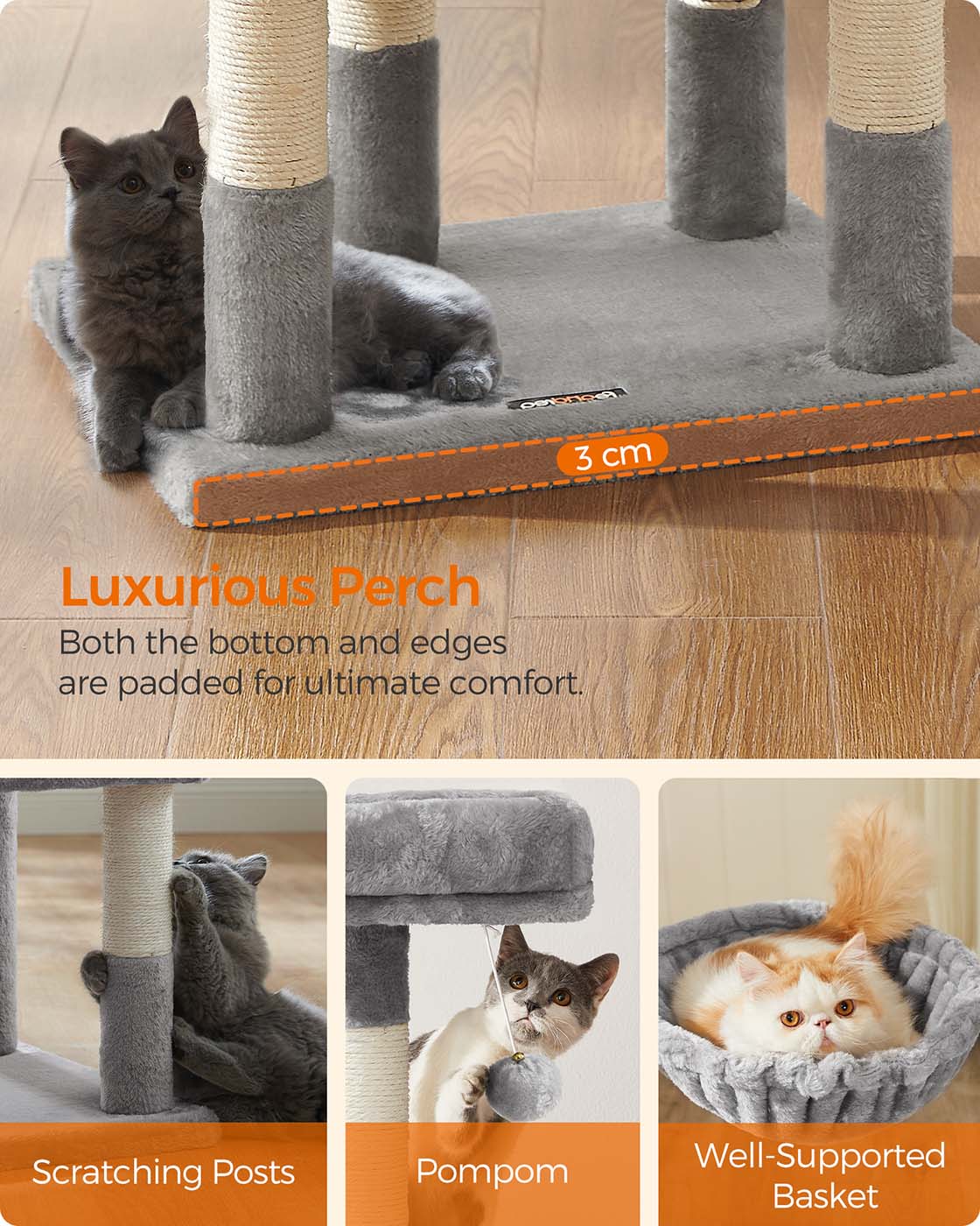 Cat Tree - Wood - Beige - Multilevel Design