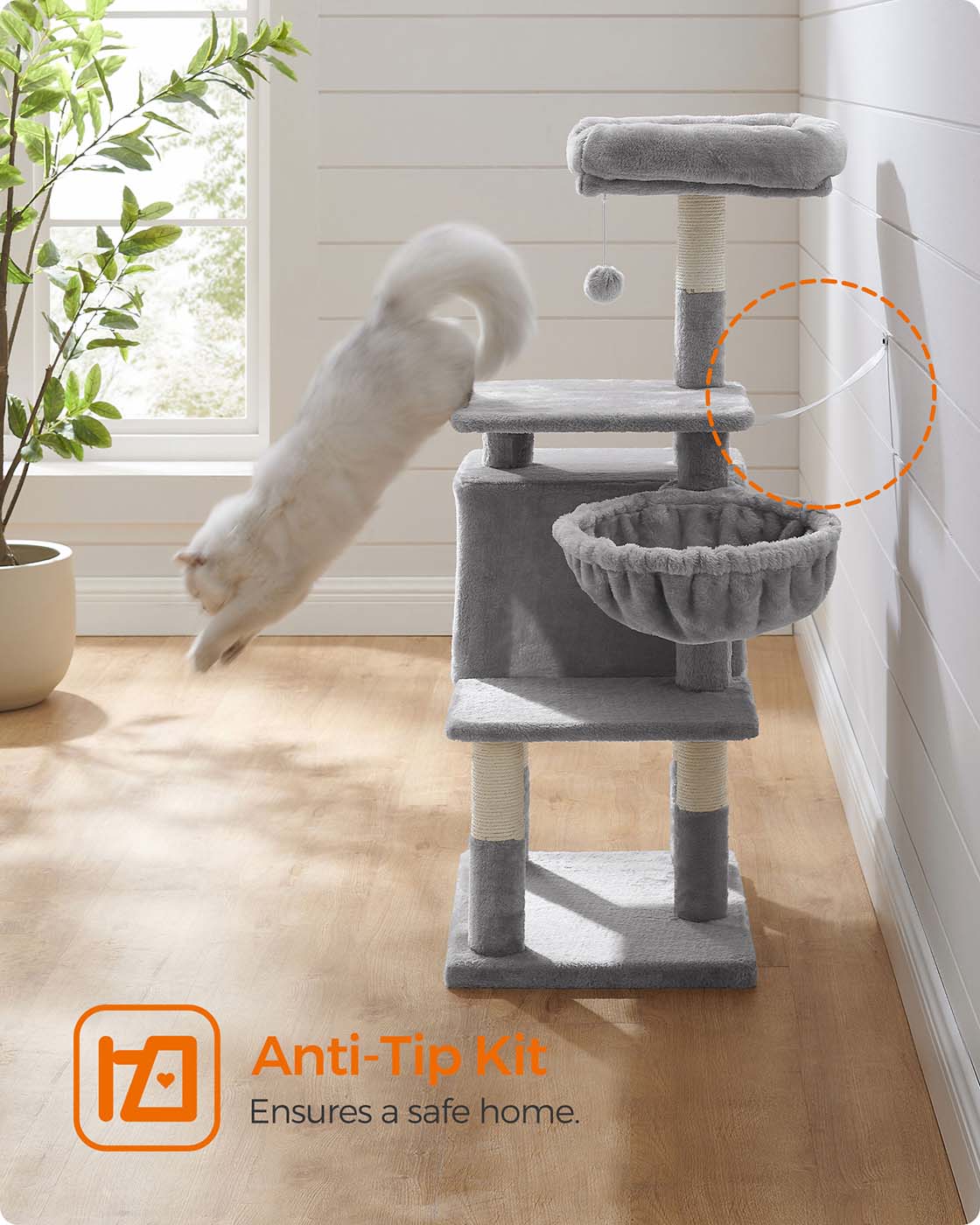 Cat Tree - Wood - Beige - Multilevel Design