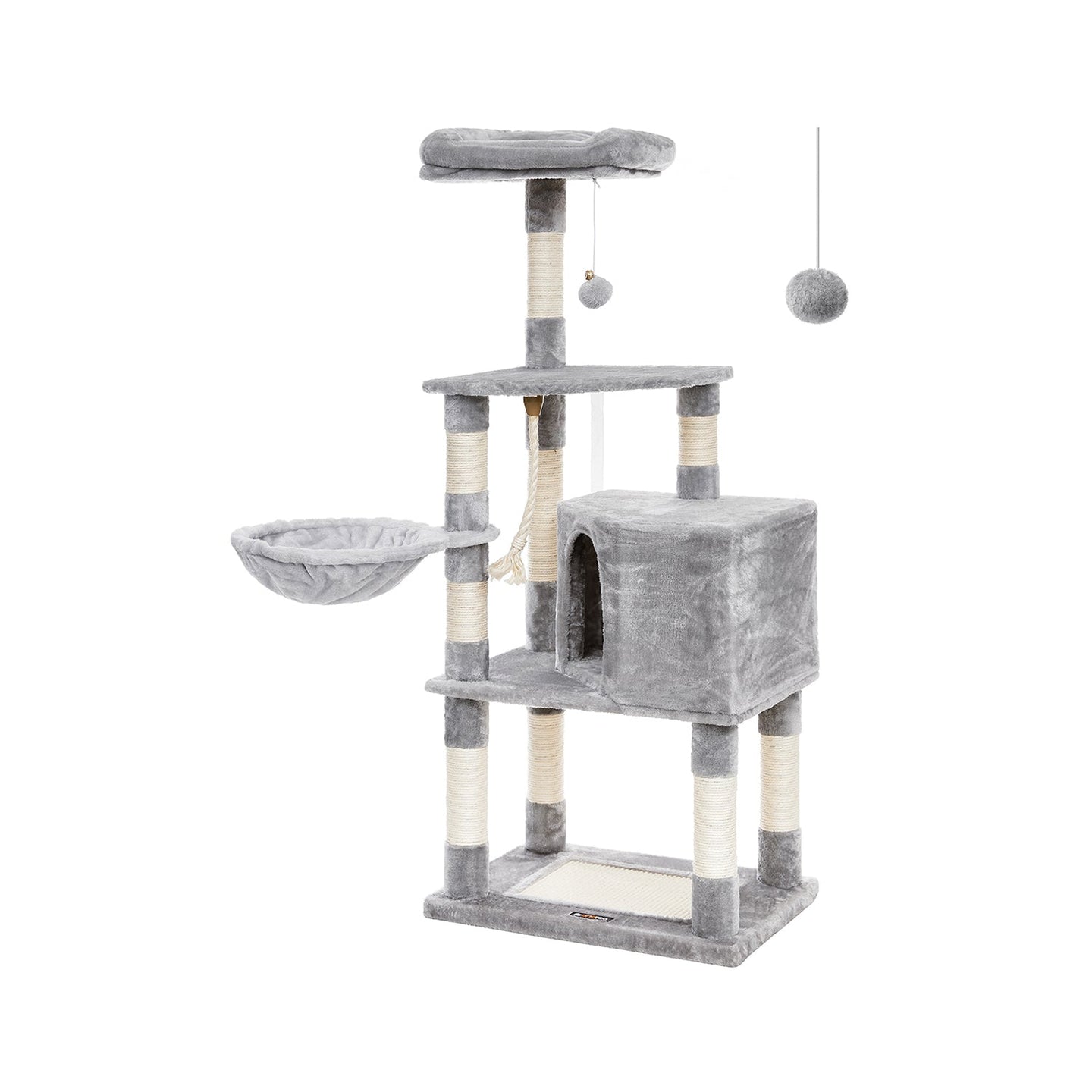 Cat Tree - Plush Fabric - Light Grey - Activity Center with Scratching Posts
