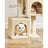 Cat Condo - Engineered Wood - Light Grey - Large Cat Perch with 2 Cat Caves and Scratching Post