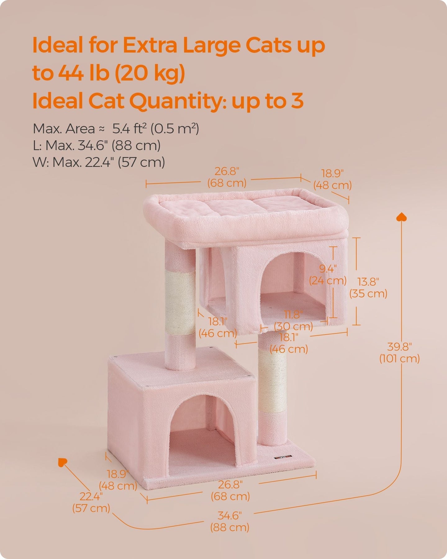 Cat Tree - Jelly Pink - Medium Density Fiberboard and Sisal
