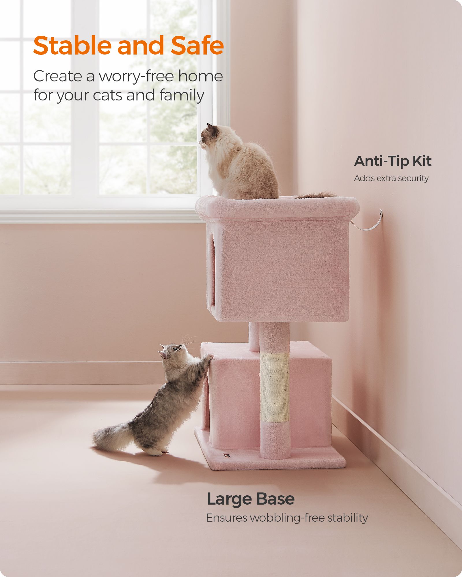Cat Tree - Jelly Pink - Medium Density Fiberboard and Sisal