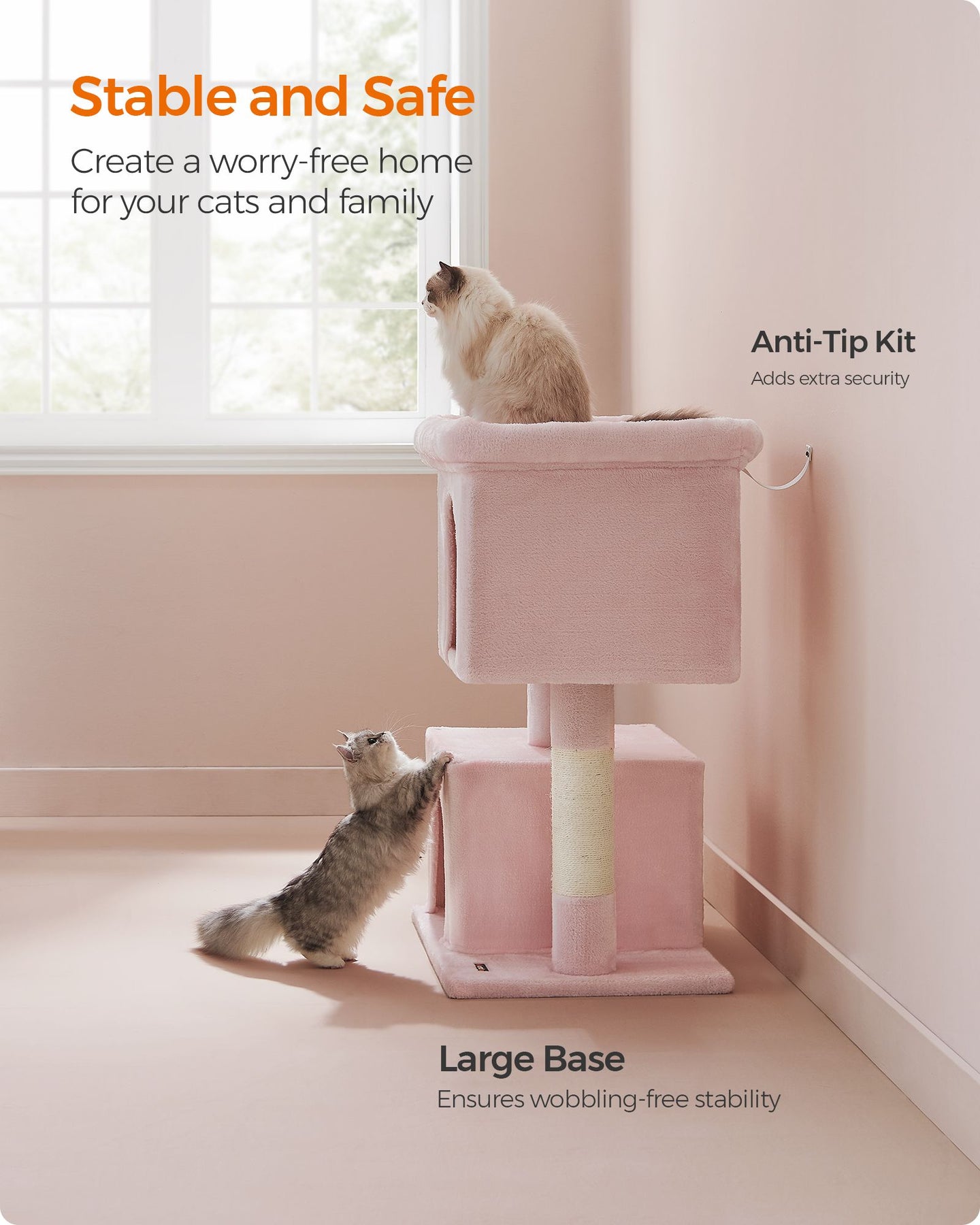 Cat Tree - Jelly Pink - Medium Density Fiberboard and Sisal