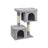 Cat Tower - Wood - Light Grey - Features 2 Cat Caves and Scratching Posts