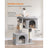Cat Tower - Wood - Light Grey - Features 2 Cat Caves and Scratching Posts