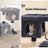 Cat Tree - Wood - Light Grey - Large Perch with Two Cat Caves and Scratching Post