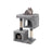 Cat Tree - Engineered Wood - Light Grey - Features Two Cat Caves and Large Perch