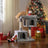 Cat Tree - Engineered Wood - Light Grey - Features Two Cat Caves and Large Perch