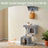 Cat Tree - Wood - Light Grey - Large Perch with Two Cat Caves and Scratching Post