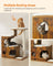 Cat Tree - MDF with Wood Veneer - Vintage Rustic Brown - Medium Tower with 3 Beds and Cave