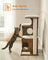 Cat Tree - MDF with Wood Veneer - Vintage Rustic Brown - Medium Tower with 3 Beds and Cave