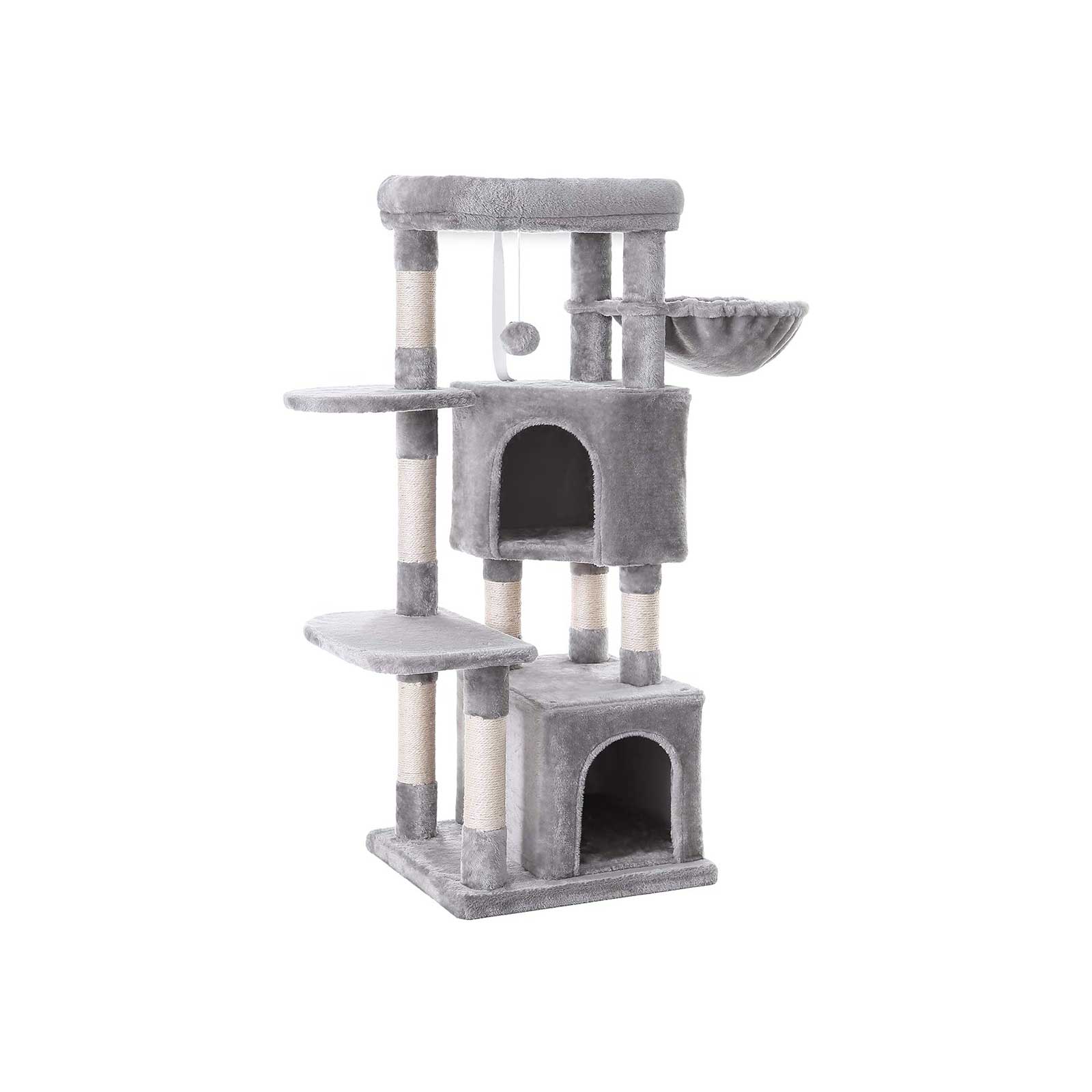 Cat Activity Centre - Particle Board - Light Grey - With Hammock and Multiple Levels