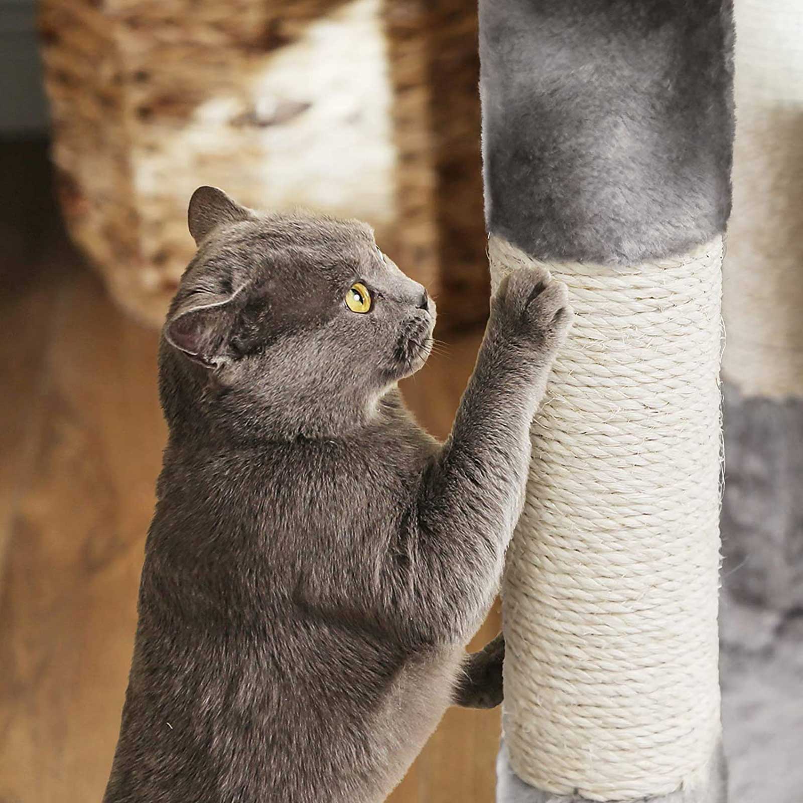 Cat Activity Centre - Particle Board - Light Grey - With Hammock and Multiple Levels