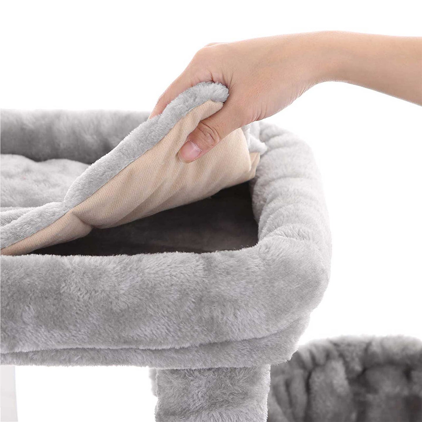 Cat Activity Centre - Particle Board - Light Grey - With Hammock and Multiple Levels