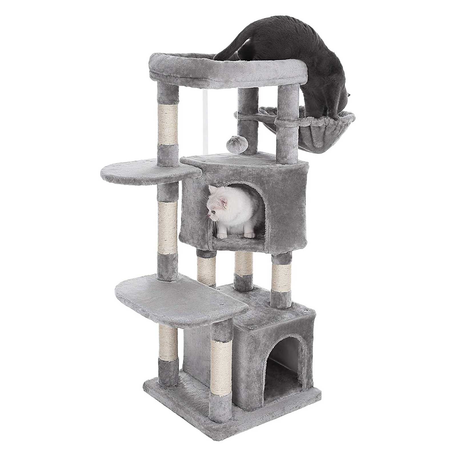 Cat Activity Centre - Particle Board - Light Grey - With Hammock and Multiple Levels