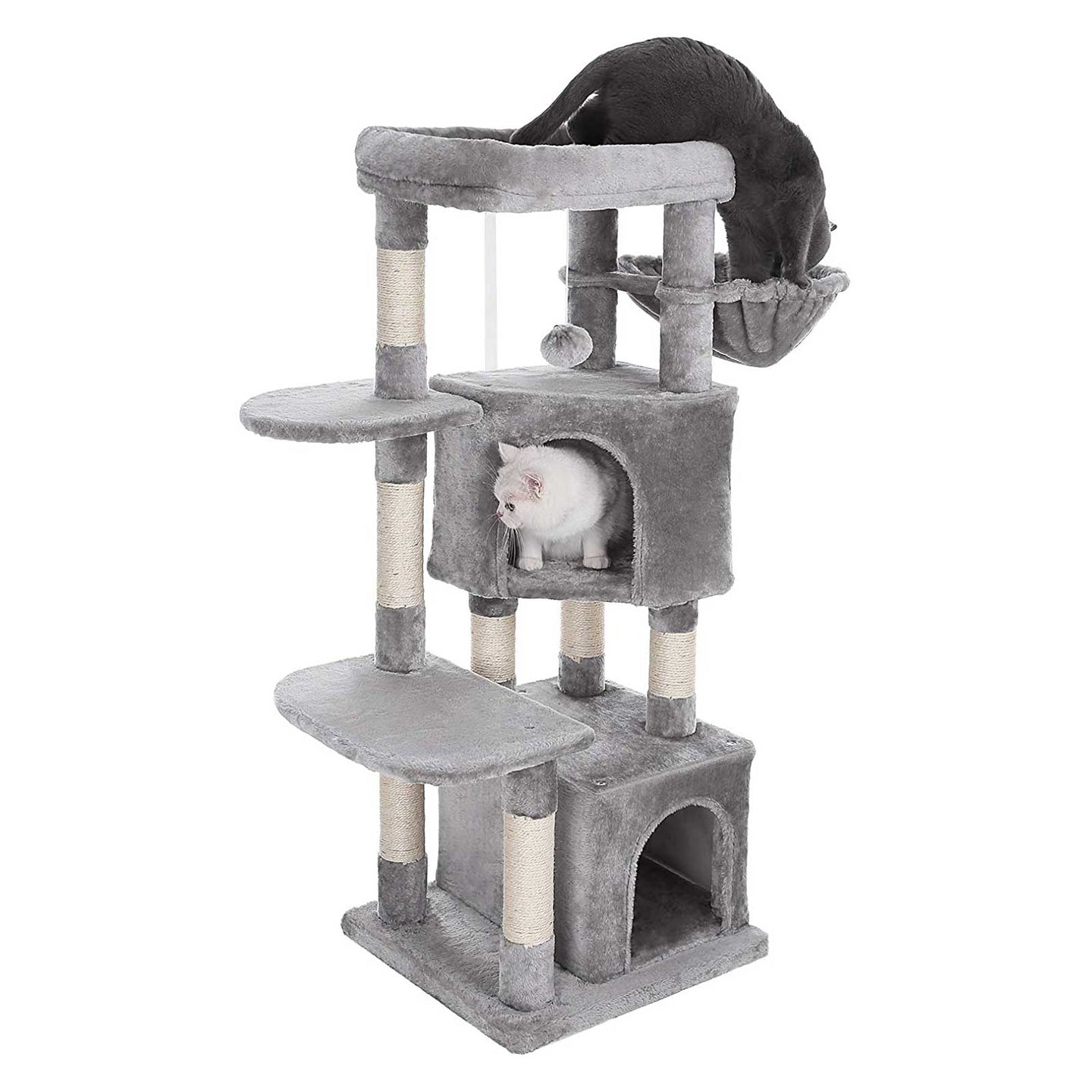 Cat Activity Centre - Particle Board - Light Grey - With Hammock and Multiple Levels