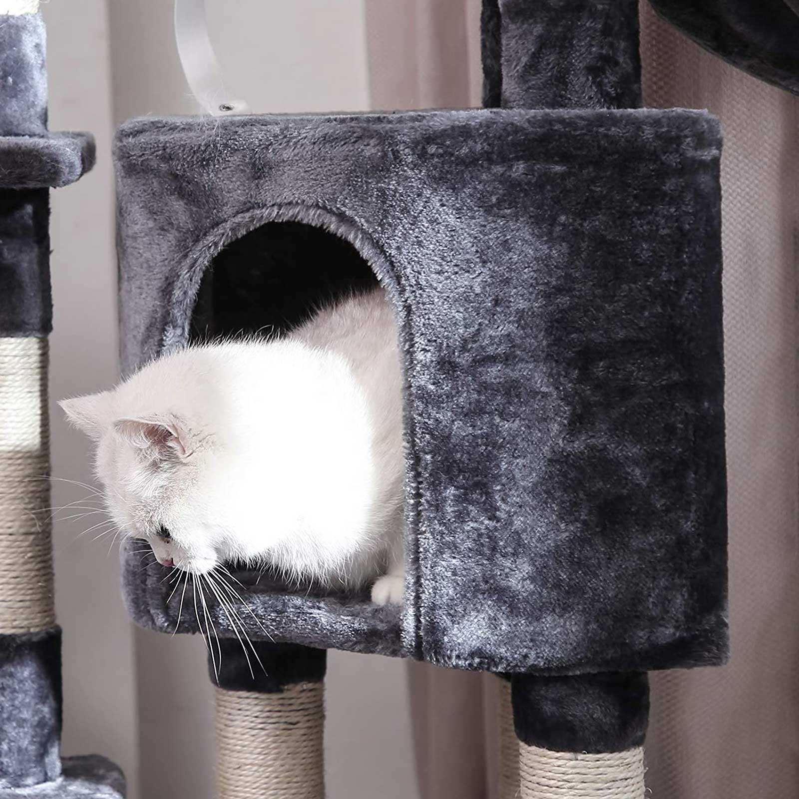 Cat Tree - Engineered Wood - Light Grey - Activity Centre with Condo