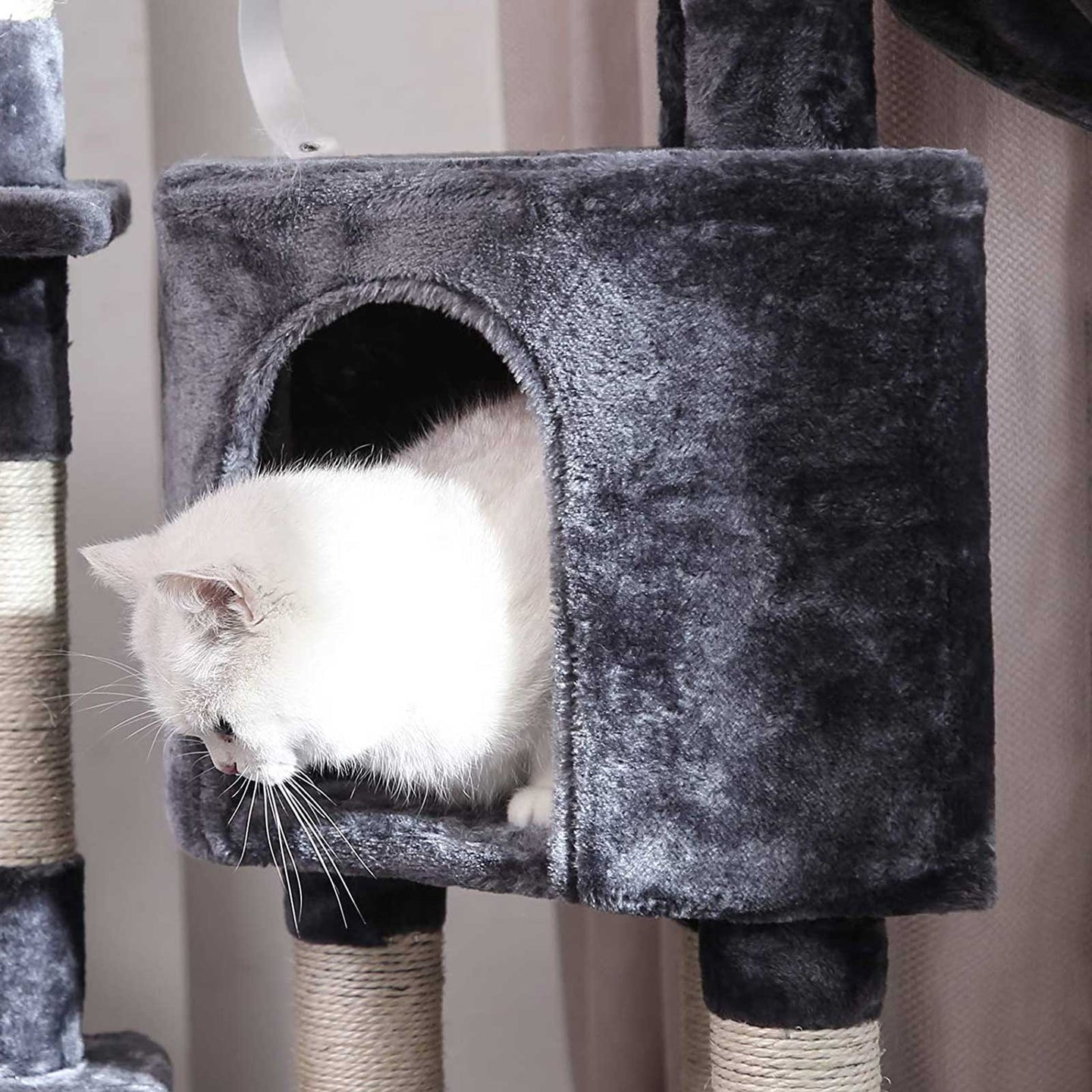Cat Tree - Engineered Wood - Light Grey - Activity Centre with Condo