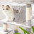 Large Cat Tower - Engineered Wood - Light Grey - Includes Scratching Post and Pompoms