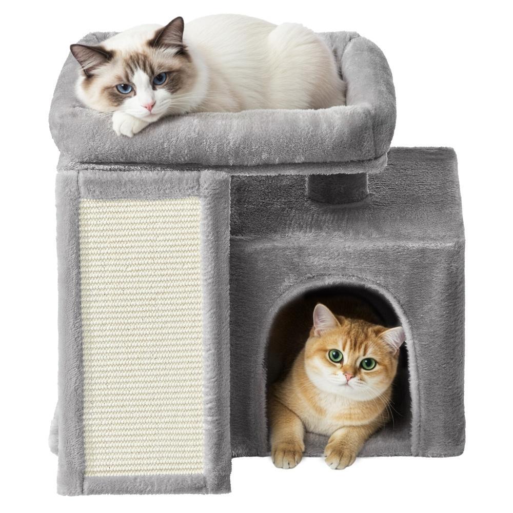 Compact Multi-Level Cat Condo - 11L - Particleboard - Ramp
