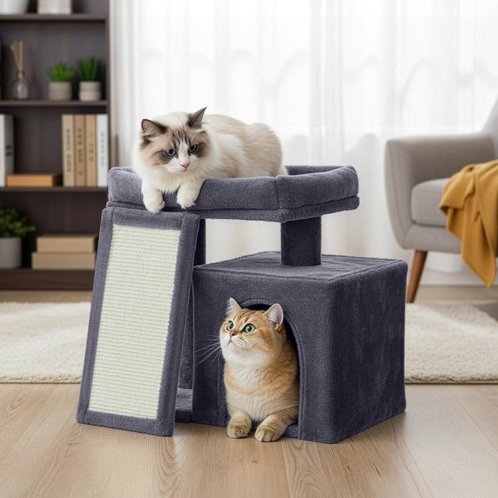 Compact Multi-Level Cat Condo - 11L - Particleboard - Ramp