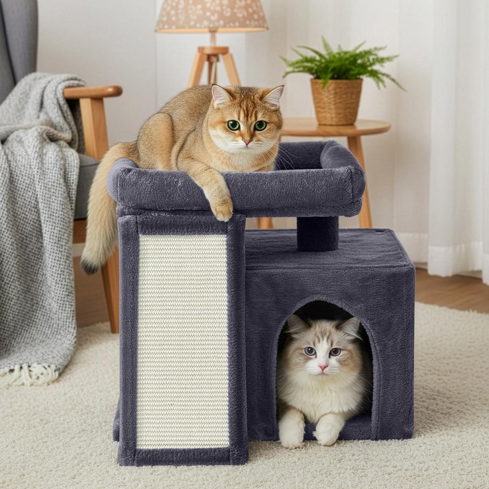 Compact Multi-Level Cat Condo - 11L - Particleboard - Ramp