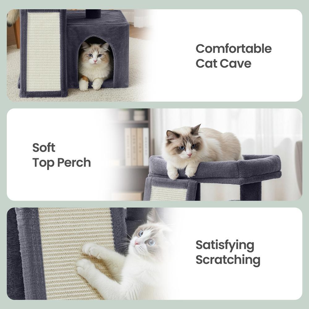 Compact Multi-Level Cat Condo - 11L - Particleboard - Ramp