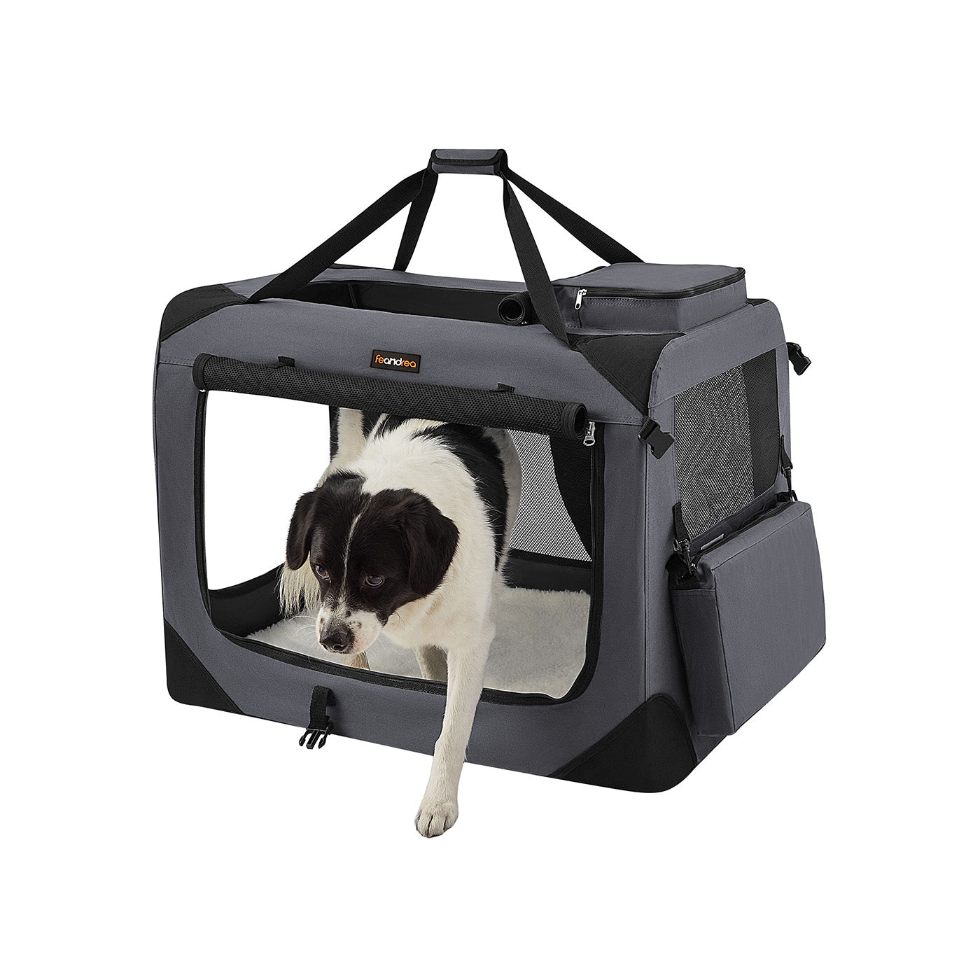 Pet Carrier - Fabric - Grey - Foldable with Breathable Mesh and Storage Pockets