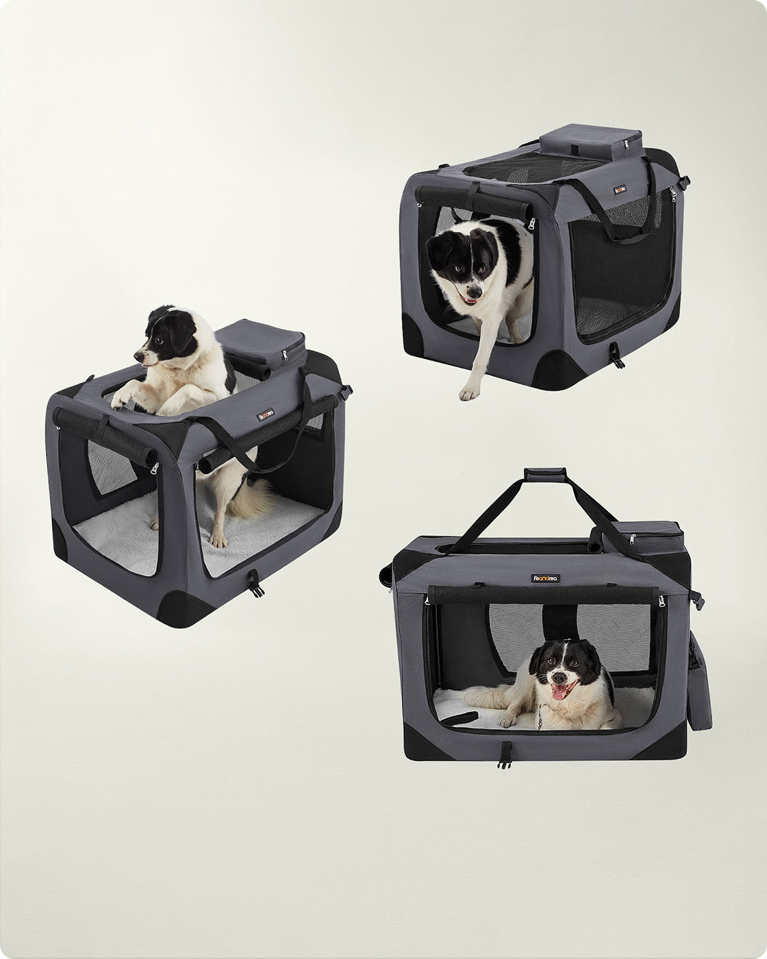 Pet Carrier - Fabric - Grey - Foldable with Breathable Mesh and Storage Pockets