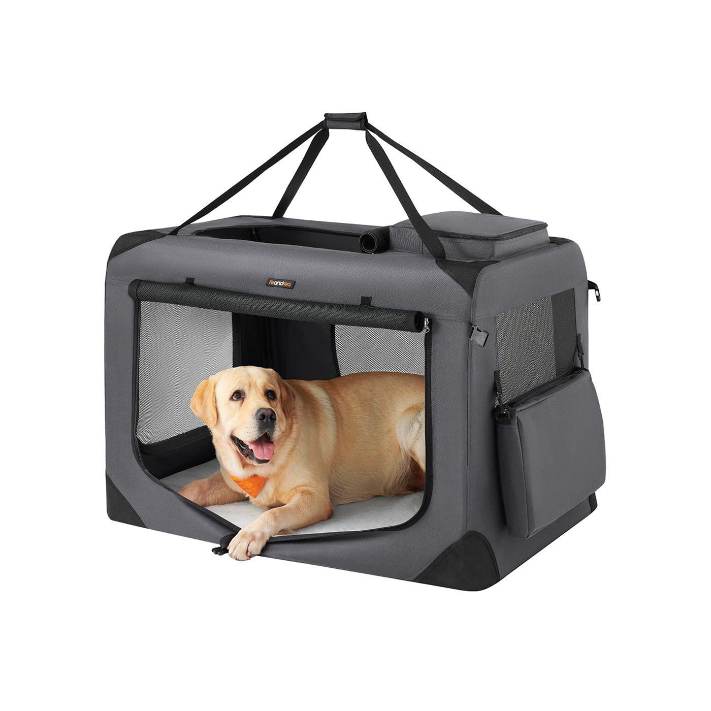 Pet Carrier - Fabric - Grey - Foldable with Breathable Mesh and Storage Pockets
