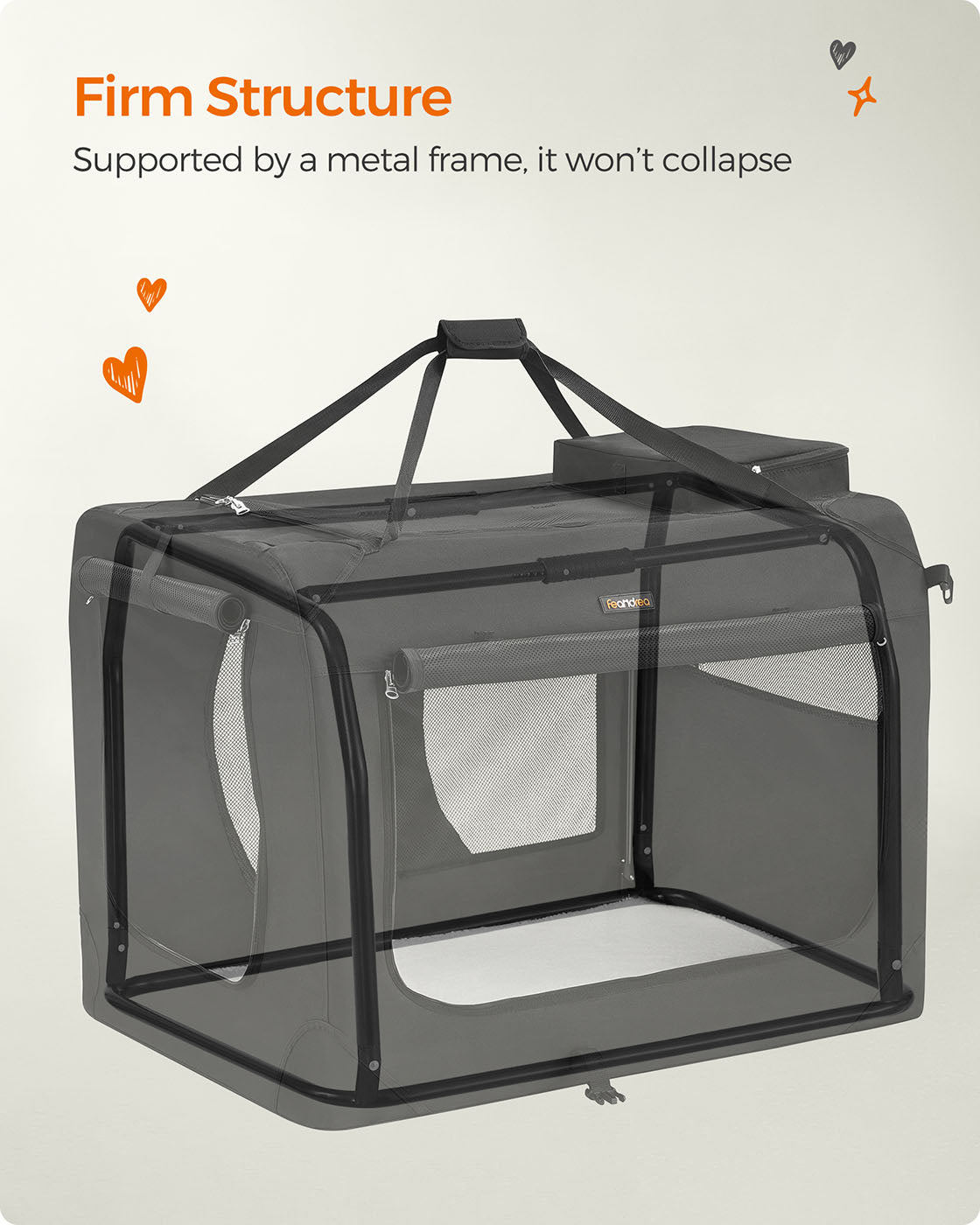 Pet Carrier - Fabric - Grey - Foldable with Breathable Mesh and Storage Pockets