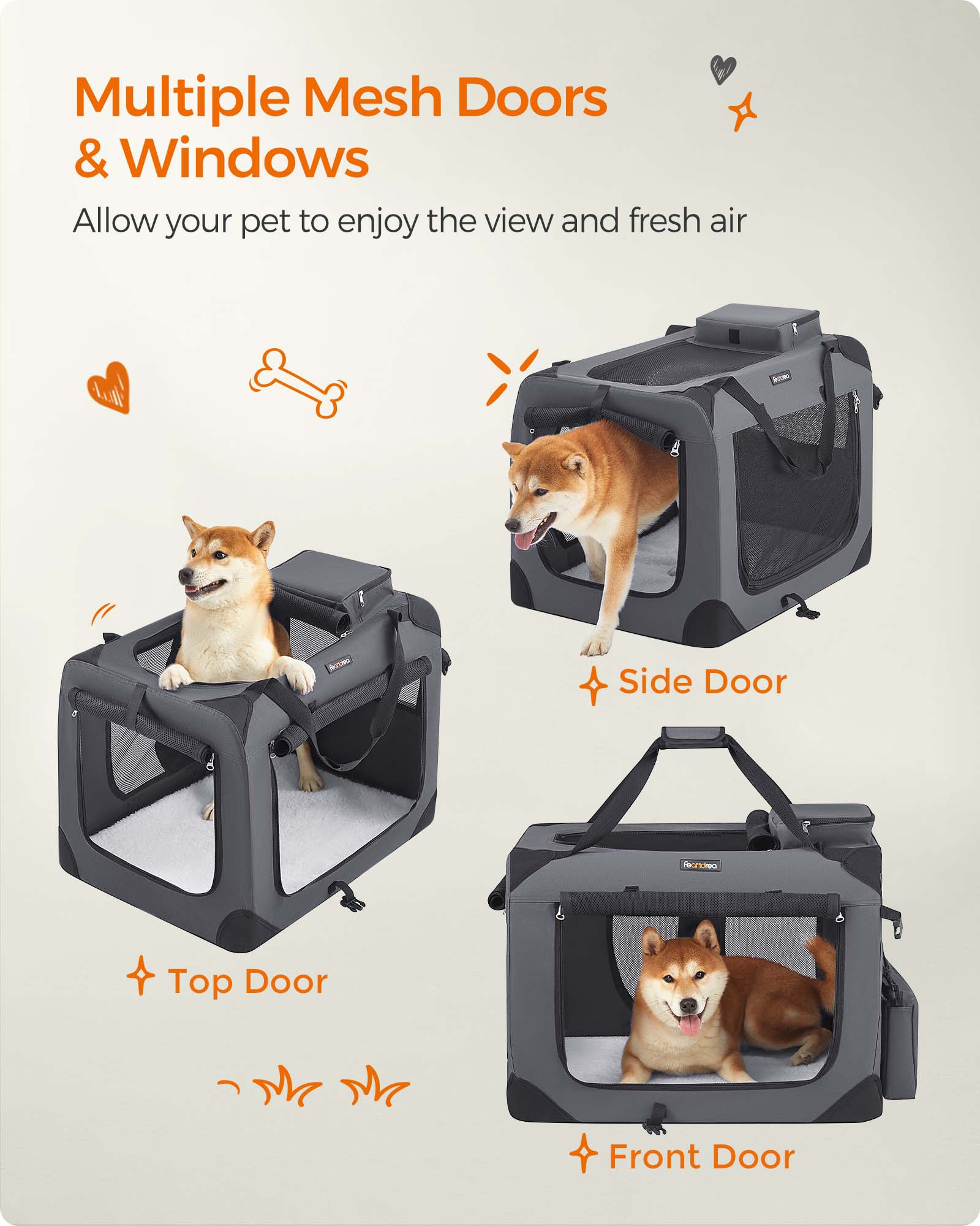 Folding Pet Carrier - Fabric - Dark Blue - Versatile Design for Travel and Safety