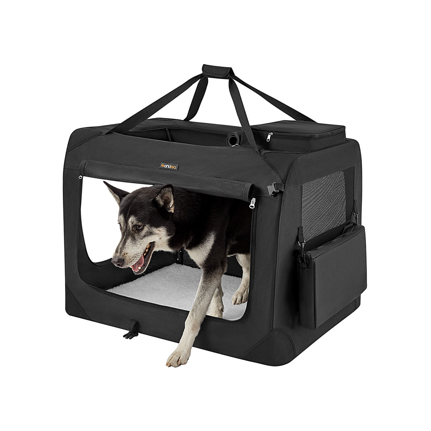 Foldable Pet Carrier - Fabric - Grey - Breathable Mesh with Storage Pockets