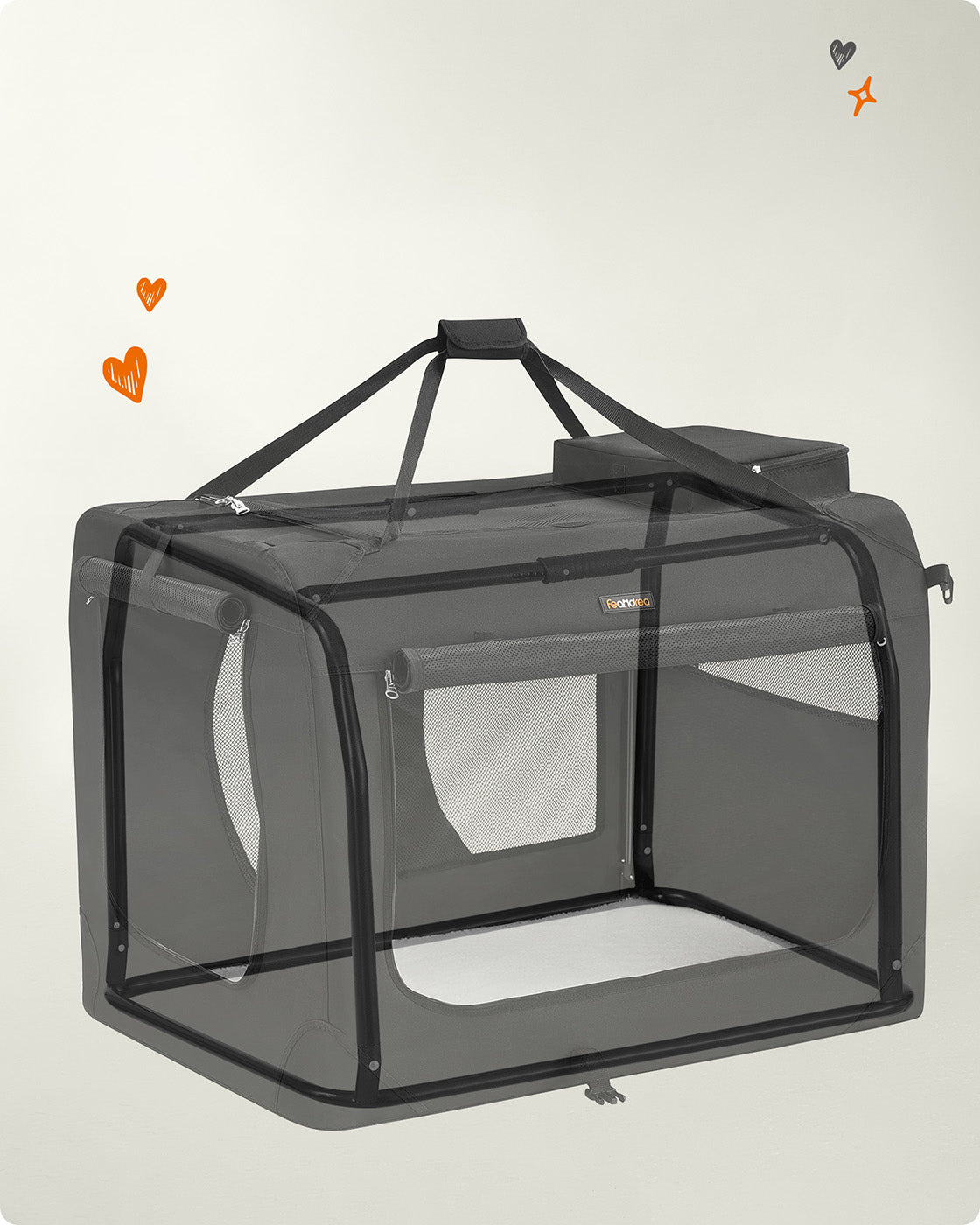 Foldable Pet Carrier - Fabric - Grey - Breathable Mesh with Storage Pockets
