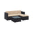 Patio Furniture Set - PE Rattan - Black and Beige - Handwoven with Cushions and Glass Table