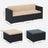 Patio Furniture Set - PE Rattan - Black and Beige - Handwoven with Cushions and Glass Table