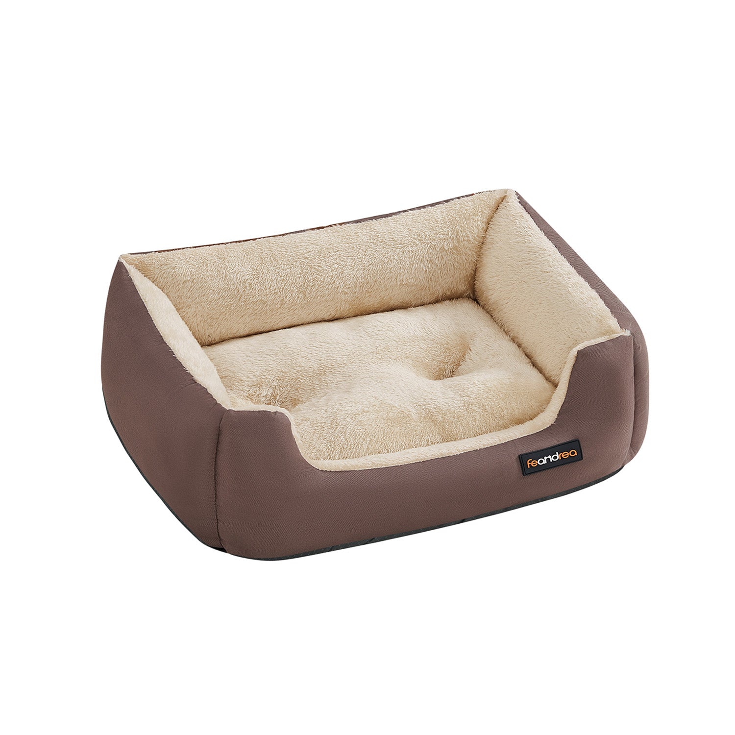 Dog Bed - Soft Fabric - Coffee Brown - Large Washable with Removable Reversible Cushion