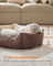 Dog Bed - Soft Fabric - Coffee Brown - Large Washable with Removable Reversible Cushion