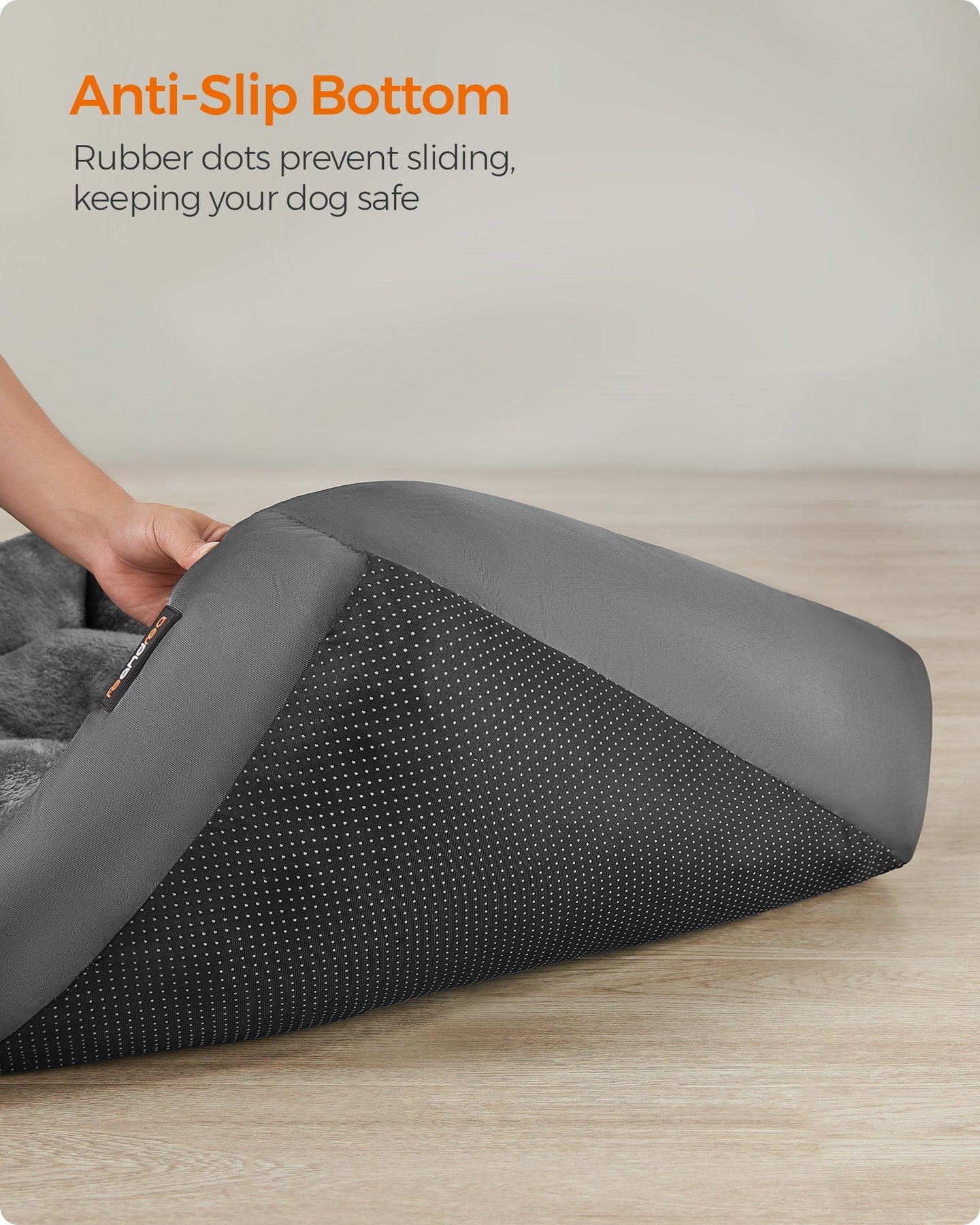 Dog Sofa Bed - Soft Fabric - Slate Grey and Dove Grey - Washable with Removable Reversible Cushion