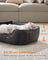 Dog Bed - Linen-Look Fabric - Dark Grey - Washable with Raised Edges and Non-Slip Bottom