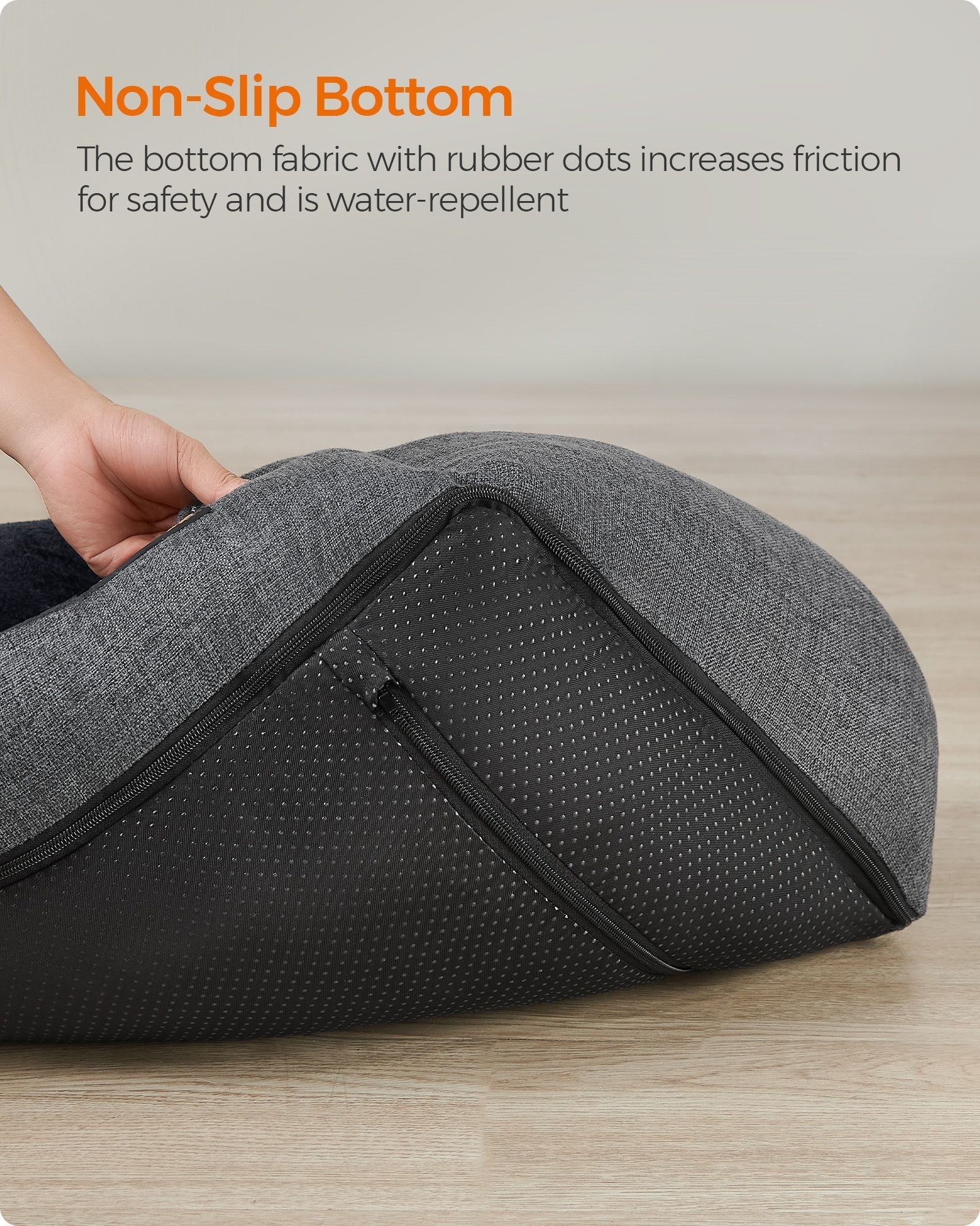 Dog Bed - Linen-Look Fabric - Dark Grey - Washable with Raised Edges and Non-Slip Bottom